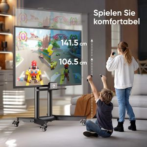 Produktbild für TV-Ständer Onkron TS1571-B, Ablage &amp; Rollen, schwarz, Metall