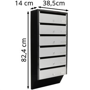 Produktbild für Briefkasten Rottner T06368 Depot 6 silber/schwarz, aus Stahl