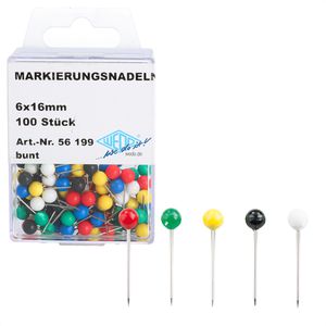 Markierungsnadeln Wedo 56199, farbig sortiert