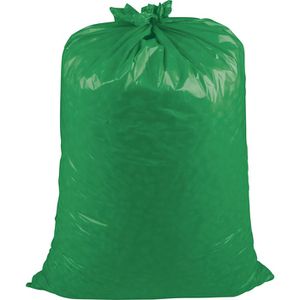 Grüner Behälter Und Haufen Müllsäcke. Viele Schwarze Müllsäcke Mit