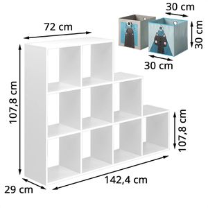Produktbild für Bücherregal Vicco 63502, weiß, mit 8 Faltboxen