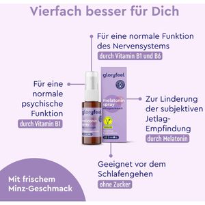 Produktbild für Melatonin gloryfeel Spray Minze, 30 ml für 220 Nächte