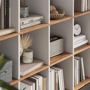 Produktbild für Bücherregal Vicco Karree, weiß / eiche