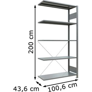 Produktbild für Anbauregal Schulte 12745, 5 Metallböden