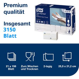 Produktbild für Papierhandtücher Tork Xpress Premium, 100289, H2, 2-lagig
