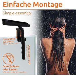 Produktbild für Duschabzieher ECENCE Silikon, aus Edelstahl, schwarz