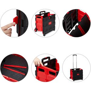 Produktbild für Einkaufstrolley Relaxdays schwarz / rot, klappbar