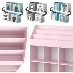 Produktbild für Bücherregal Vicco Luigi, rosa, mit 6 Faltboxen