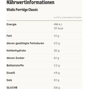 Produktbild für Haferbrei Dr.Oetker Vitalis Porridge, Classic