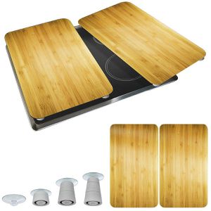 Produktbild für Herdabdeckplatte Wenko mit Holzoptik, aus Sicherheitsglas