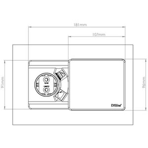 Produktbild für Einbausteckdose EVOline Square80, schwarz, mit 3 m Kabel