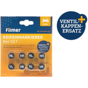 Produktbild für Ventilkappen Filmer 37842 Radmerkerset, 8 Stück