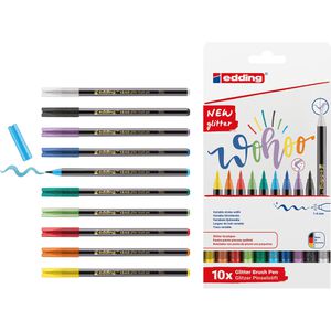 Edding Brush-Pen 1340 Glitter, farbig sortiert, Pinselspitze