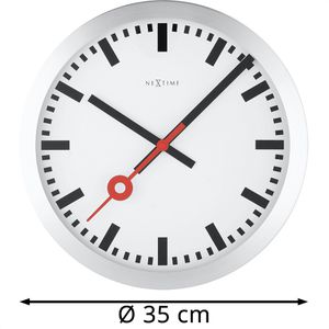 Produktbild für Wanduhr Nextime Station, Aluminium, analog, Quarzuhr