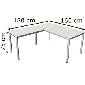 Produktbild für Schreibtisch Kerkmann Prime, weiß / silber