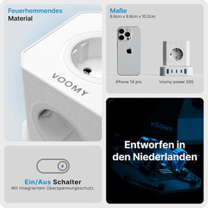 Produktbild für Steckdosenwürfel Voomy Power Cube S65, mit Schalter, weiß