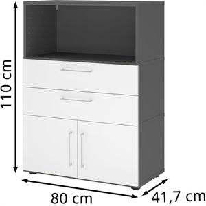 Produktbild für Kombischrank Hammerbacher FW38K1, graphit / weiß