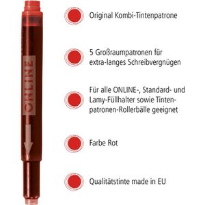 Produktbild für Füllerpatronen Online 17307 Kombipatrone, rot