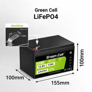 Produktbild für LiFePO4-Akku Green-Cell Cube, 12 Ah