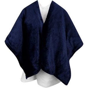 Produktbild für Heizdecke Navaris Poncho, blau / weiß