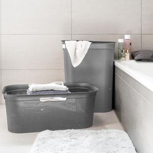 Produktbild für Wäschekorb Rotho Brisen, anthrazit, mit Deckel