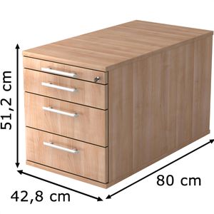 Produktbild für Rollcontainer Hammerbacher Solid, aus Holz, nussbaum