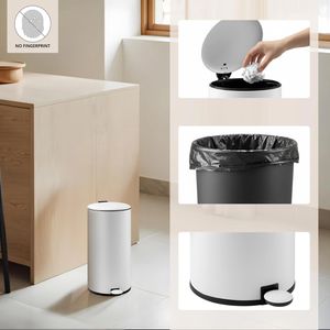 Produktbild für Mülleimer hJh-OFFICE CLEAN STEP 2, weiß