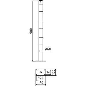 Produktbild für Absperrpfosten Schake 460PBG, schwarz/gelb, aus Metall