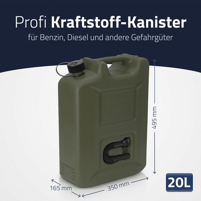 CarPlan Benzinkanister Tetra Grün Bleifrei Mit Flexiblem Auslauf - 5L Liter