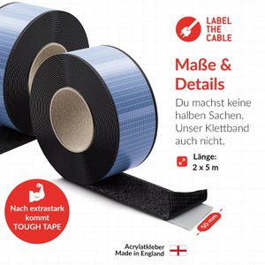 Produktbild für Klettband Label-the-cable Tough Tape Strap, schwarz