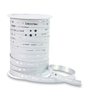 Produktbild für Geschenkband Präsent Merry Christmas, weiß