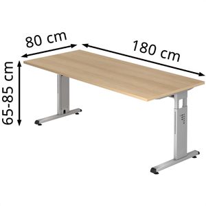 Produktbild für Schreibtisch Hammerbacher O-Serie, eiche / silber