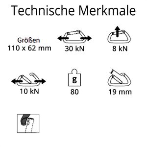 Produktbild für Karabinerhaken Skylotec H-292-TG, D-SHAPE TG, Aluminium