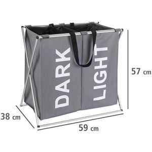 Produktbild für Wäschekorb Wenko Duo Grau, mit 2 Fächern