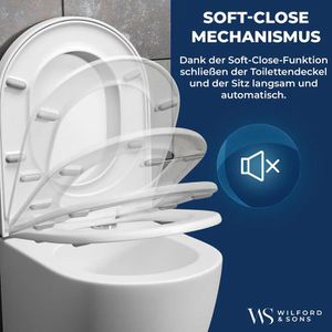 Produktbild für WC-Sitz Wilford&amp;Sons PREMIUM, D-Form, aus Duroplast