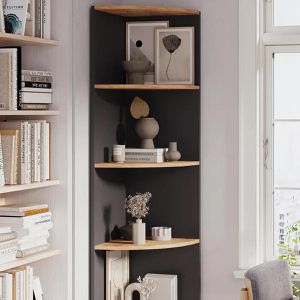 Produktbild für Bücherregal Vicco Ecki, anthrazit / eiche