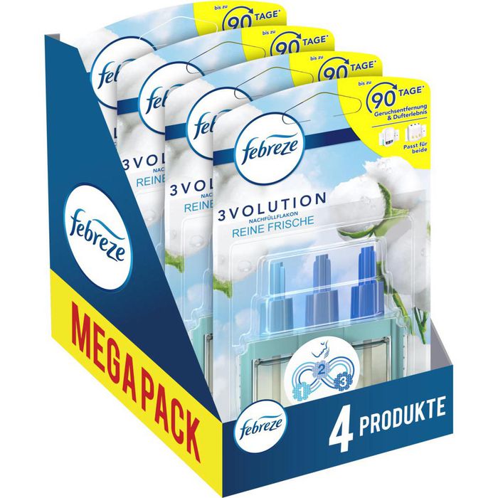 Febreze Raumduft 3Volution, 4x 20ml, 4er Pack, Nachfüller, Cotton Fresh,  Reine Frische – Böttcher AG