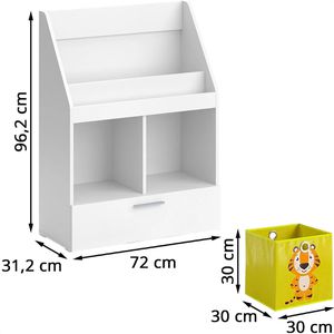 Produktbild für Bücherregal Vicco Luigi, weiß, mit 2 Faltboxen