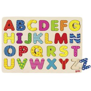 Goki Puzzle 57672 Alphabetpuzzle, Einlegepuzzle, Holz, ab 3 Jahre, 26 Teile