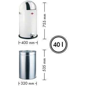 Produktbild für Mülleimer Wesco Kickboy, weiß