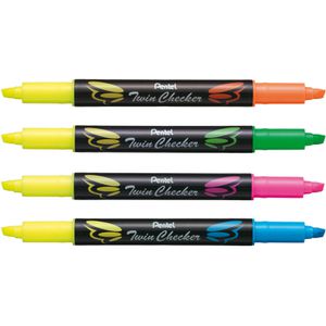 Produktbild für Textmarker Pentel TwinChecker, 4 Stück