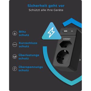 Produktbild für Steckdosenadapter Voomy Split X2S, mit Überspannungsschutz