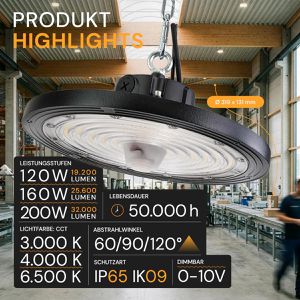 Produktbild für LED-Hallenstrahler Enovalite ELED500162, 200 Watt