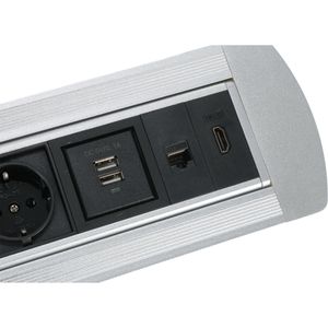 Produktbild für Einbausteckdose LEDmaxx ALUMS1, mit 1,5 m Kabel, klappbar