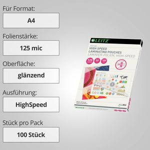 Produktbild für Laminierfolien Leitz 7430 iLAM, DIN A4
