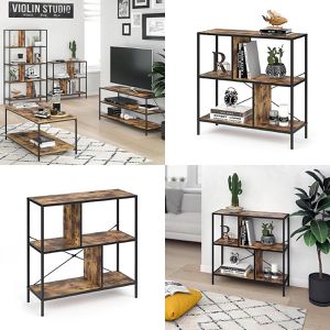 Produktbild für Bücherregal Vicco Fyrk, schwarz / dunkelbraun
