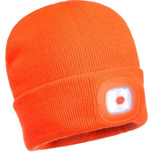 Produktbild für Wintermütze Portwest Beanie mit LED, B029, signalorange