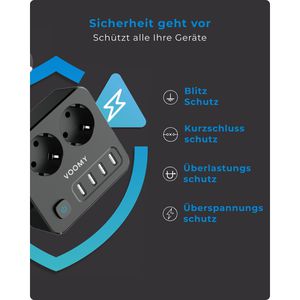 Produktbild für Steckdosenleiste Voomy Power S2, mit 2m Kabel