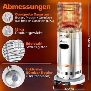 Produktbild für Heizstrahler Tresko TKTHF-002, silber, outdoor