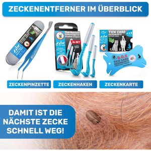Produktbild für Zeckenpinzette BluePet 2in1 Tick Hook + Tweezer mit Metall-Box